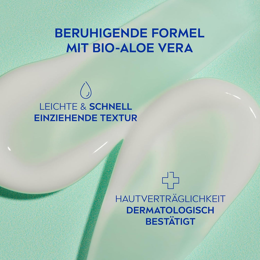 NIVEA SUN Pflegende After Sun Lotion (400 ml), Körperlotion mit hautberuhigender Wirkung nach dem Sonnenbad, After Sun mit Bio-Aloe Vera und Hyaluron für 48h Feuchtigkeit